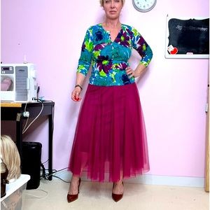ChicWish Fuchsia Tule Midi Skirt L/XL